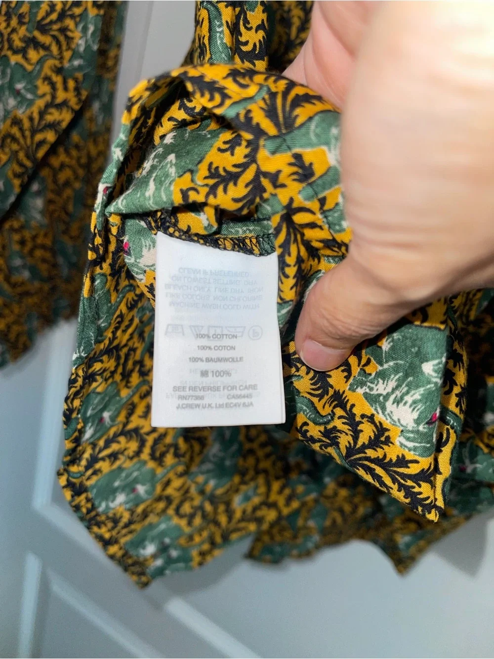 J.Crew Elephant Print Ruffle Peasant Blouse Size 8 Mustard Yellow Boho Top